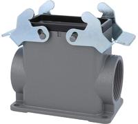 HARTING Han 10B Boîtier de socle haut, 2xPG29 sortie de câble latérale, avec 2 étriers transversaux Raccord vissé PG29 Zone de serrage