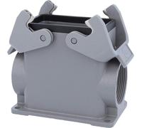 HARTING Han 10B Boîtier de socle haut, 2xPG29 sortie de câble latérale, avec 2 étriers transversaux Raccord vissé PG29 Zone de serrage