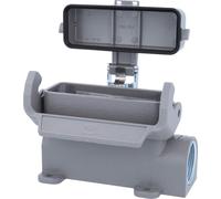 HARTING Han 16A Boîtier de socle haut, 1 sortie de câble latérale M25, avec 1 étrier longitudinal et capuchon de protection en plastique - 1 pièce