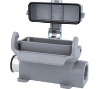 HARTING Han 16A Boîtier de socle haut, 1xPG16 sortie de câble latérale, avec 1 étrier longitudinal avec capuchon de protection en plastique - 1