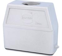 HARTING Han 16A CEM Boîtier à douille haut, 1xPG21 sortie de câble droite, pour 1 étrier (sur la partie inférieure) Raccord à vis CEM PG21