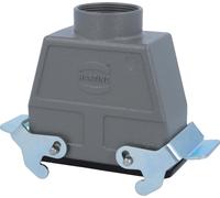 HARTING Han 16B Boîtier d'accouplement haut, 1 sortie de câble droite M40, avec 2 étriers transversaux Raccord vissé M40 Plage de serrage