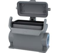 HARTING Han 16B Boîtier de socle haut, 1 sortie de câble latérale M25, avec 1 étrier longitudinal avec capuchon de protection métallique - 1 pièce