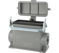 HARTING Han 16B Boîtier de socle haut, 1 sortie de câble latérale M25, avec 1 étrier longitudinal avec capuchon de protection en plastique - 1 pièce