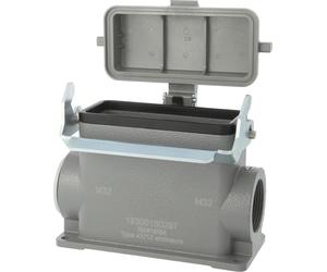 HARTING Han 16B Boîtier de socle haut, 1 sortie de câble latérale M25, avec 1 étrier longitudinal avec capuchon de protection métallique - 1 pièce