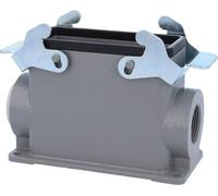 HARTING Han 16B Boîtier de socle haut, 1 sortie de câble latérale M25, avec 2 étriers transversaux, raccord vissé M25, plage de serrage 9,0 mm