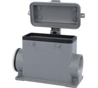HARTING Han 16B Boîtier de socle haut, 1 sortie de câble latérale M40, pour 2 étriers (sur la partie supérieure) avec capuchon de protection métallique - 1