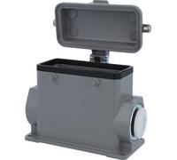 HARTING Han 16B Boîtier de socle haut, 1xM25 sortie de câble latérale, pour 2 étriers (sur la partie supérieure) avec capuchon de protection métallique - 1