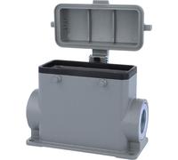 HARTING Han 16B Boîtier de socle haut, 1xM25 sortie de câble latérale, pour 2 étriers (sur la partie supérieure) avec capuchon de protection en plastique