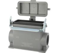 HARTING Han 16B Boîtier de socle haut, 2xM25 sortie de câble latérale, avec 1 étrier longitudinal avec capuchon de protection en plastique - 1 pièce