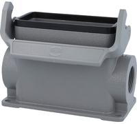 HARTING Han 16B Boîtier de socle haut, 2xM25 sortie de câble latérale, avec 1 étrier longitudinal Vissage M25 Plage de serrage 9,0 mm
