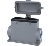HARTING Han 16B Boîtier de socle haut, 2xM25 sortie de câble latérale, pour 2 étriers (sur la partie supérieure) avec capuchon de protection métallique - 1