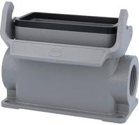 HARTING Han 16B Boîtier de socle haut, 2xPG21 sortie de câble latérale, avec 1 étrier longitudinal Raccord à vis PG21 Zone de serrage
