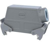 HARTING Han 24B Boîtier à douille haut, 1xM25 sortie de câble latérale, avec 2 étriers transversaux Raccord vissé M25 Plage de serrage 9,0 mm