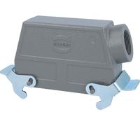 HARTING Han 24B Boîtier à douille haut, 1xPG21 sortie de câble latérale, avec 2 étriers transversaux Raccord vissé PG21 Zone de serrage