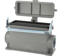 HARTING Han 24B Boîtier de socle haut, 1 sortie de câble latérale M25, avec 1 étrier longitudinal et capuchon de protection en plastique - 1 pièce