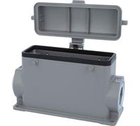 HARTING Han 24B Boîtier de socle haut, 1 sortie de câble latérale M25, pour 2 étriers (sur la partie supérieure) avec capuchon de protection en plastique