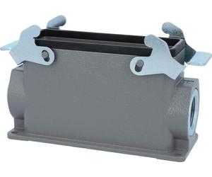 HARTING Han 24B Boîtier de socle haut, 1xM25 sortie de câble latérale, avec 2 étriers transversaux Raccord vissé M25 Plage de serrage 9,0 mm