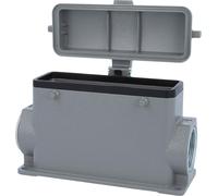 HARTING Han 24B Boîtier de socle haut, 1xM32 sortie de câble latérale, pour 2 étriers (sur la partie supérieure) avec capuchon de protection en plastique