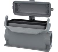 HARTING Han 24B Boîtier de socle haut, 2xPG29 sortie de câble latérale, avec 1 étrier longitudinal avec capuchon de protection métallique - 1 pièce
