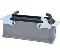 HARTING Han 24B pour 2 inserts Boîtier de socle bas, 1 sortie de câble latérale M25, avec 2 étriers transversaux Raccord vissé M25