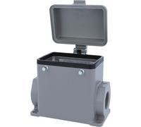 HARTING Han 32A Boîtier de socle haut, 1 sortie de câble latérale M25, pour 2 étriers (sur la partie supérieure) avec capuchon de protection en plastique