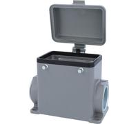 HARTING Han 32A Boîtier de socle haut, 1xM32 sortie de câble latérale, pour 2 étriers (sur la partie supérieure) avec capuchon de protection en plastique