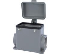 HARTING Han 32A Boîtier de socle haut, 2xM40 sortie de câble latérale, pour 2 étriers (sur la partie supérieure) avec capuchon de protection en plastique