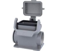 HARTING Han 6B Boîtier de socle haut, 1 sortie de câble latérale M40, avec 1 étrier longitudinal avec capuchon de protection métallique - 1 pièce