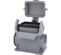 HARTING Han 6B Boîtier de socle haut, 1 sortie de câble latérale M40, avec 1 étrier longitudinal et capuchon de protection en plastique - 1 pièce