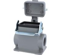 HARTING Han 6B Boîtier de socle haut, 1xM25 sortie de câble latérale, avec 1 étrier longitudinal avec capuchon de protection métallique - 1 pièce
