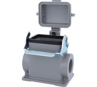 HARTING Han 6B Boîtier de socle haut, 2xM25 sortie de câble latérale, avec 1 étrier longitudinal avec capuchon de protection en plastique - 1 pièce