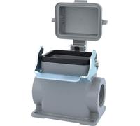 HARTING Han 6B Boîtier de socle haut, 2xPG21 sortie de câble latérale, avec 1 étrier longitudinal avec capuchon de protection en plastique - 1 pièce