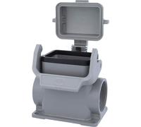 HARTING Han 6B Boîtier de socle haut, 2xPG29 sortie de câble latérale, avec 1 étrier longitudinal avec capuchon de protection en plastique - 1 pièce