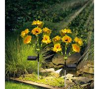 Harupink Lot de 2 lampes solaires pour jardin et extérieur - En forme de tournesol - Avec 72 LED - Étanche IP65 - Pour balcon et décoration de jardin