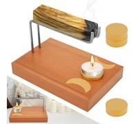 Harupink Palo Santo Porte-encens pour Palo Santo avec grand récupérateur de cendres et 4 bougies à socle en bois, bol d'encens pour sauge, idéal pour la décoration de la maison, le zen, le spa, la