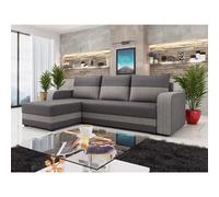 Harvey - Canapé d'angle réversible 4 places convertible avec coffre en tissu bicolore