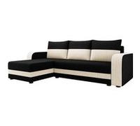 Harvey - Canapé d'angle réversible 4 places convertible avec coffre en tissu bicolore - Gris / Beige