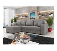 Best Mobilier Canapé d'angle Harvey 4 places réversible convertible avec coffre en tissu Gris clair