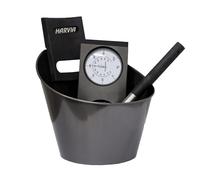 Harvia Black Steel Set d'accessoires pour Sauna avec Seau et louche, Thermo-hygromètre en Acier Inoxydable Noir