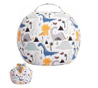 harzifu Pouf Rangement, Pouf Chambre, Rangement Chambre, Grande Capacité Bean Bag Lavable en Machine, 23 Pouces Salon Dinosaure, sans Remplissage pour Peluches, Vêtements, Couvertures, Oreillers
