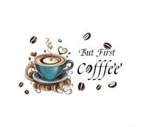 Hasaller Autocollant mural en vinyle pour cuisine, café, bureau, maison, amovible, motif tasse à café, bleu, 40 x 30 cm, œuvre d'art créative