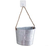 Hasaller Panier à fleurs mural en fer rustique en demi-cercle avec corde de chanvre pour balcon, jardin, terrasse, résistant aux intempéries, motif oiseau pour Indoo