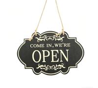 Hasaller Panneau double face ouvert fermé 27,9 x 20,3 cm, affichage de porte d'affaires en bois avec corde pour vitrine, bureau, magasin, plaque à suspendre à rabat « We Are Open or Sorry Closed