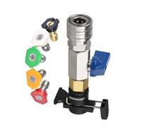 Hasaller Robinet à boisseau sphérique pour nettoyeur haute pression Karcher M22 14 mm Connexion rapide avec interrupteur marche/arrêt et 5 buses 4500 PSI Kit adaptateur de tuyau en acier laiton (14