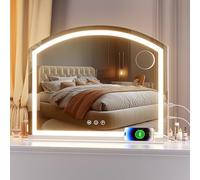Hasipu Arc Miroir cosmétique avec éclairage, LED, 70 x 55 cm, avec grossissement x 10, Miroir de Table avec Port de Charge USB, Mode 3 Couleurs à intensité Variable