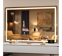 Hasipu Miroir Cosmétique avec éclairage LED, 127 x 86 cm, Miroir de Maquillage Lumineux avec 3 Modes à Intensité Variable, Contrôle Tactile, Rond Blanc