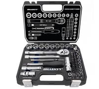 HASKYY 52pcs Coffret a cliquet 72 dents et douilles Profil Gear Lock Torx XZN Profil E Cle a cliquet 12 pans 6 pans Dimensions métriques/en pouces -1/4 et 3/8 Embouts a douilles 4-19 mm
