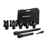 HASKYY Coffret de Douilles à Choc 1/2" 19 Pièces 10-27 mm - Douilles Impact 6 Pans en Acier Cr-Mo, 2 Rallonges et Adaptateur 1/4"