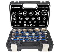 HASKYY Douilles multi-empreintes Gear Lock 1/2" I 8-32 assortiment outillage Torx intérieur extérieur I kit de 19 pièces